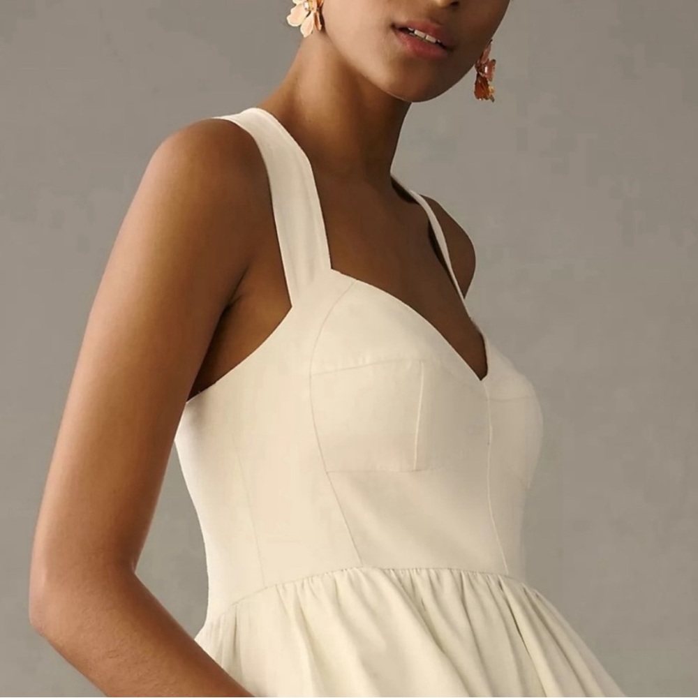 Anthropologie - Forever That Girl White Denim Sweetheart Dress. XS. NWT - Picture 3 of 12